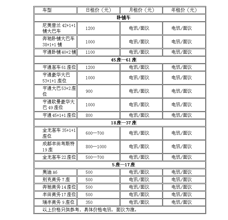 鄭州出租中巴車春節租車費用